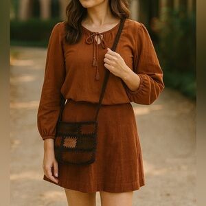 Vintage Nine West Suede Leather Patchwork Crossbody Bag Women Boho Hippie Gypsy